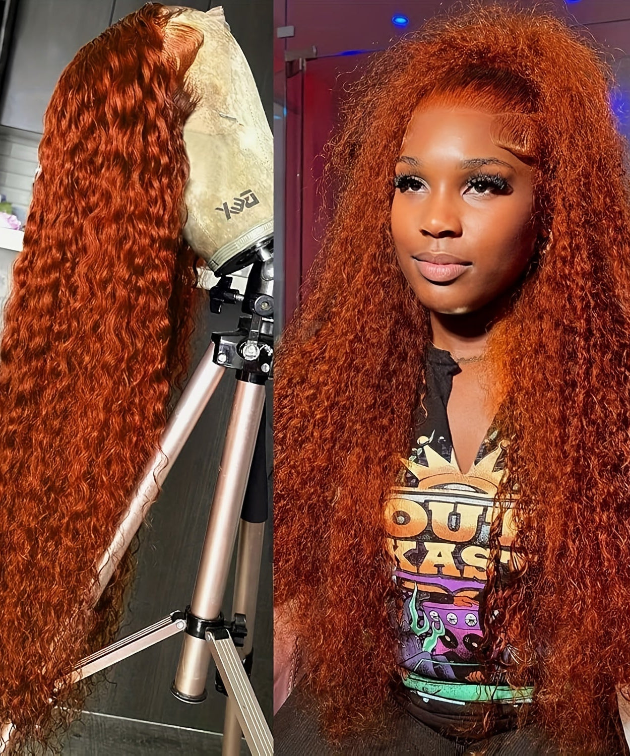 Deep Wave Ginger Orange Lace Front Wig Human Hair 13x6 HD Lace Front with Baby Hair 250% Density Long Curly Wig for Black Women